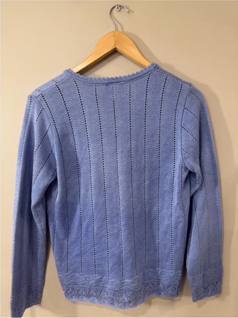 Vintage Northern Reflections Blue Pointelle Knit Cardigan Women’s Medium Cottage - Picture 4 of 6